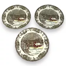 New ListingJohnson Brothers Friendly Village School House Brown White Luncheon Plate Lot 3