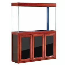 Aquarium 170 Gallon Tempered Glass with LED Light Complete Fish Tank Red Wood