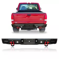 Used For 1998-2011 Ford Ranger Rear Bumper Black With LED Lights+D-Rings