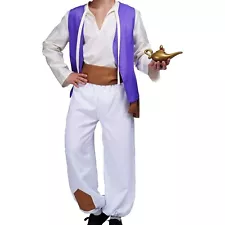 Men's Aladdin Arabian Prince Costume Outfit Shirt Vest Pants Belt Medium