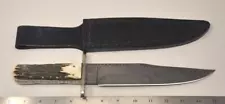 Custom Master Sword Maker Vince Evans Damascus & Stag Handle Bowie Knife USA