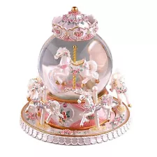 Carousel Music Box Unicorn Snow Globe Horses Music Box with 7 Colorful LED Li...