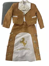 White And Taupe Girls Mariachi Charro Outfit