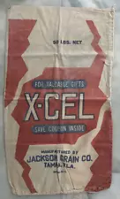 X-Cel Grain Sack Feed Bag Jackson Grain Co Tampa 50 Lbs Antique Farm