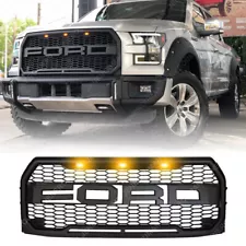 For 2015-17 Ford F150 Grille Raptor style Front bumper Grill Matte Black W/Light