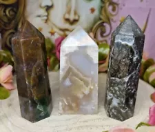 Beautiful Crystal Towers 3pcs sale Ocean Jasper, Flower Agate, Sphalerite - Used