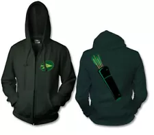 Green Arrow Zip Up Hoodie Costume Oliver Queen Ollie Archer Bow Sweatshirt