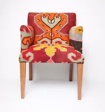 Vintage Turkish Kilim Upholstery Armchair, Authentic cover vintage kilimArmchair