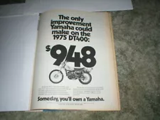 1975 Yamaha DT400 Enduro cycle Ad 1 pg Original $948