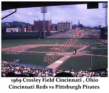 1969 Crosley Field Final Season Reds vs Pirates Game Action Color 8 X 10 Photo