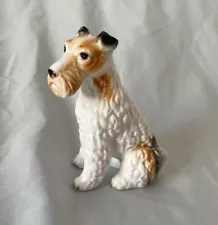 Adorable Vintage CERAMIC WIRE HAIR FOX TERRIER DOG FIGURINE 3 1/4" tall