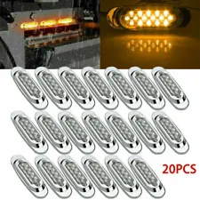 6.5"Amber LED Semi Truck Trailer Side Marker Clearance Lights w/Chrome Bezel 12v