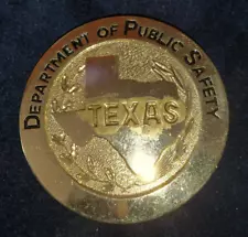 Vintage Texas Gold Brass Badge Department of Public Safety used Film Movie Prop