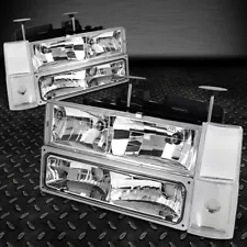 FOR 88-93 CHEVY C10 C/K 1500 2500 CHROME HOUSING HEADLIGHT BUMPER CORNER LAMPS