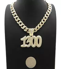 Hip Hop Polo-G 1300 Pendant 10mm/18",20",24" Iced Cuban Chain Necklace RC4386