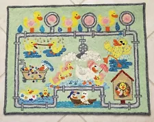 HAND HOOKED RUG/WALLHANGING - JUST DUCKY 28"x36"