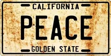 PEACE 1960's Nostalgic Weathered California License plate