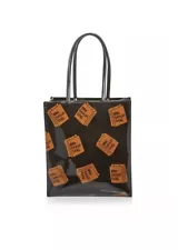 BLOOMINGDALE'S PVC Little Brown Bag Tote Bag Water Resistant - Brown/ Black