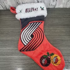 Oregon Trailblazers Christmas Holiday Stocking Embroidered Logos NBA EUC 16"