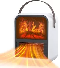 Electric Fireplace Heater, Space Heater for Indoor Use, White-f