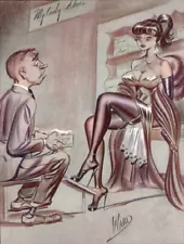 Bill Ward Vintage Pin-Up Shoe Sales Comic Art Illustration Matted Color Print