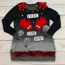 Ugly Christmas Sweater sz L Feel the Joy Sexy Funny Naughty Crafted Unique