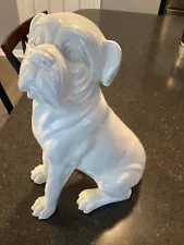 Boxer Dog - White Glossy Figure Statue - 12.6” Tall