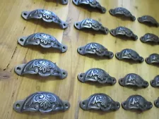 20 CUP PULLS 4 1/8 WIDE DRAWER VICTORIAN BIN HANDLES ANTIQUE LOOK IRON SET LOT