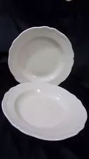 [2]~ Ikea ARV 15199 White Cream Scalloped Rimmed 10.25" Pasta/Salad Bowls