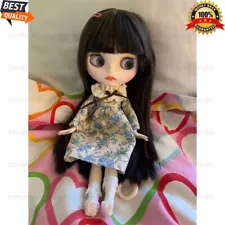 Blythe Doll Straight Black Hair Matte Face Nude Jointed Body White Skin "12 Gift