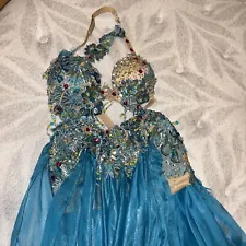 Teal Professional ￼belly dance costume used women