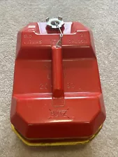 Vintage BLITZ Metal Gas Can USMC Fuel Tank 2.5 Gallon Red/Yellow