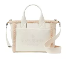 Kate Spade Jett Faux Small Tote Meringue Cream Shearling Handbag Bag Purse NWT