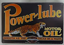 Power Lube Tiger Gas Oil Sign, Station, Garage, Auto Shop, Retro Rustic Tin Sign