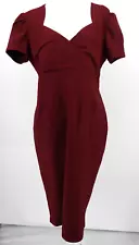 Pinup Girl Clothing Dress Womens Plus Size 4X Maroon Wiggle Midi Rockabilly New