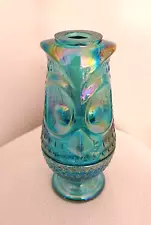 New Viking Teal Carnival Glass 2 Piece Owl Fairy Light Made by Mosser