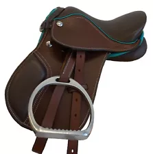 Leather Rocking Display or Dog English All Purpose Saddle w Leathers & Irons