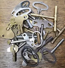 Lot of Mixed Vintage Clock Keys for Clockmakers, Steel & Brass (AJ21)