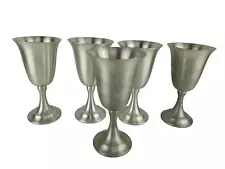 Set Of 5 LEONARD Genuine Pewter Weighted Goblets Chalices Made In Bolivia 6.5”