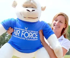 New Giant Stuffed White Gorilla in T-Shirt SOMEONE IN THE AIR FORCE LOVES YOU