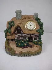 Vintage Ceramic Cottage Clock House Figurine with Azur Quartz Clock - *READ*