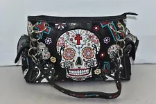 Cowgirl Trendy Womens Sugar Skull Day of the Dead Handbag Purse Shoulder Bag