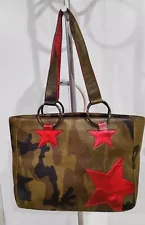 Sweet Tooth Pebble Grain Camouflage Satchel/Tote/Handbag w/Red Stars .. ON SALE