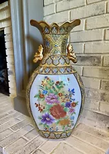 VINTAGE, LARGE FLORAL VASE