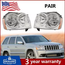 For 2005-2007 Jeep Grand Cherokee Headlights Headlamps Pair Left+Right Chrome