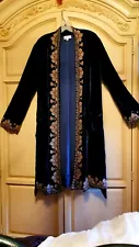 JOHNNY WAS for JADE ROYAL BLUE SILK VELVET BELTED ROBE/LONG KIMONO