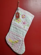 Christmas Stocking Handmade Fully Lined 20" Quilt Quilted Upcycled Fabric