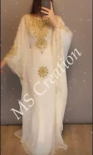 SALE!! New White Wedding Dress African Attire Kaftan Arabian Plus Size Abaya 445