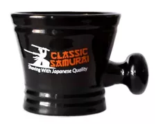 Classic Samurai Deluxe Porcelain Shaving Mug With Handle, Black