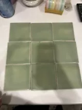 vintage mid century modern Mcm Tiles Ceramic Bathroom 4x4 Jadeite Green Lot 9